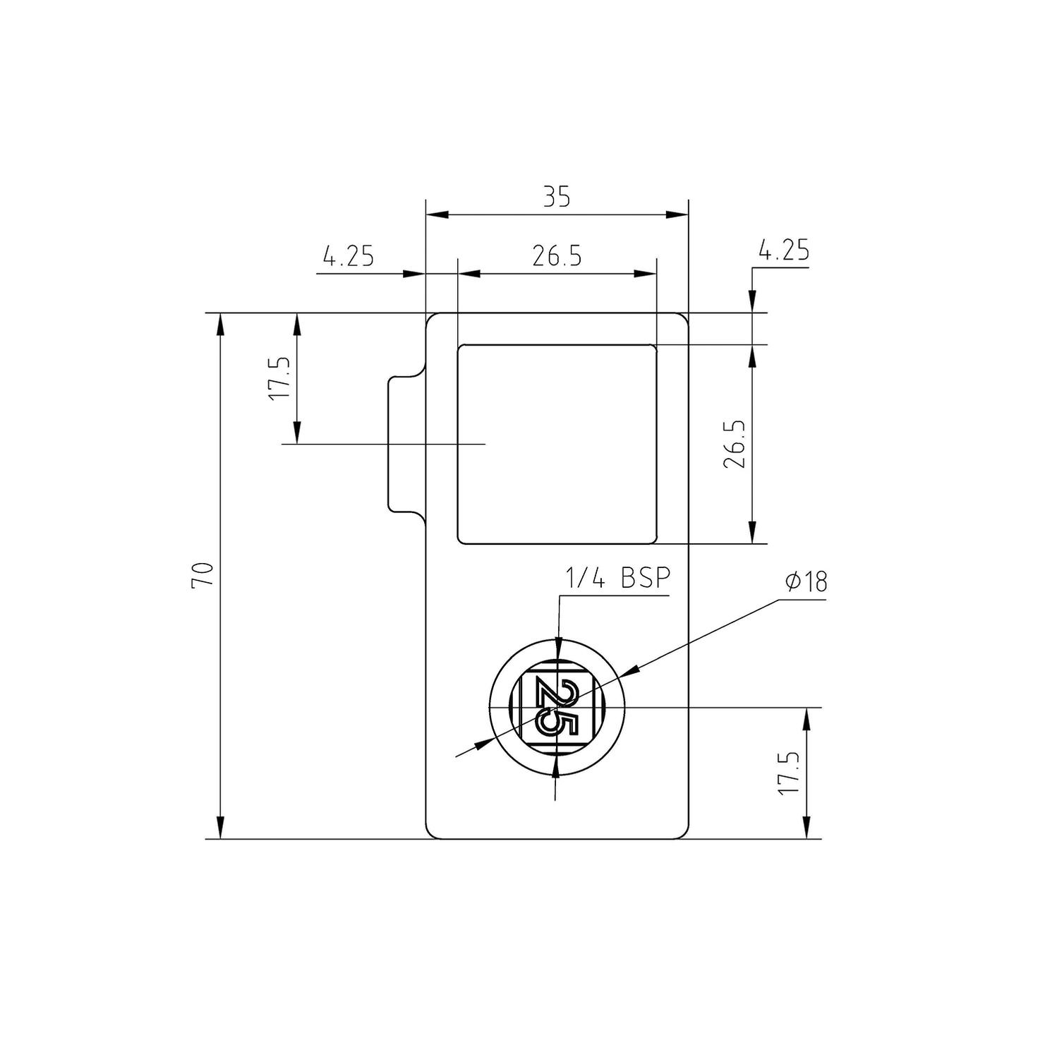Doos Kruisstuk 90° - zwart - vierkant - 25  (100 stuks)